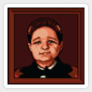 Pugsly Addams Portrait Pixel Art Magnet